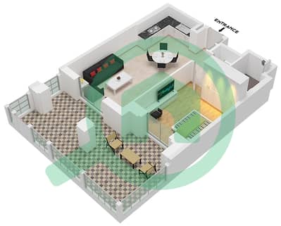 المخططات الطابقية لتصميم النموذج / الوحدة A1-UNIT-G01-GROUND FLOOR شقة 1 غرفة نوم - بناية لماع 1