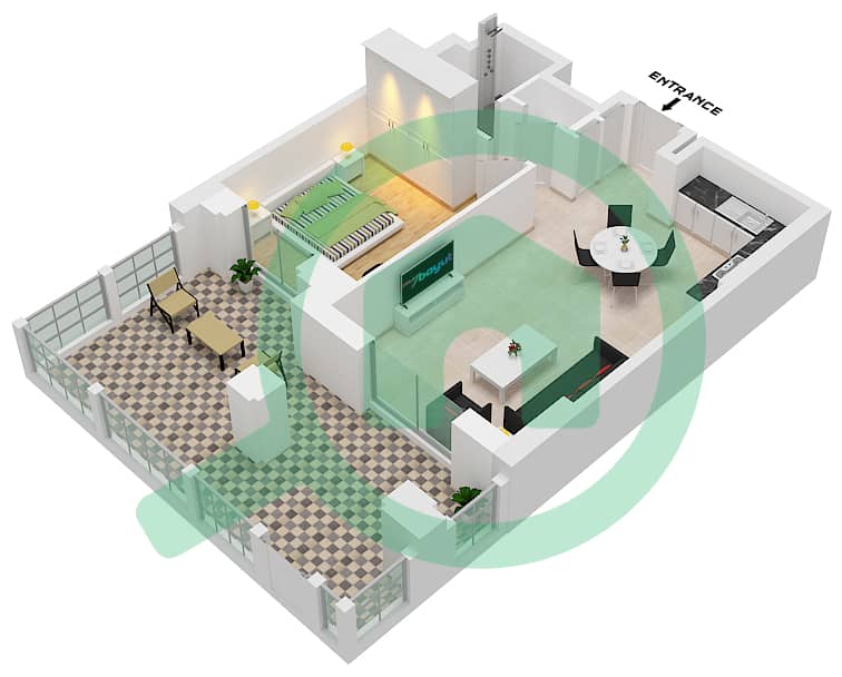 Lamaa Building 1 - 1 Bedroom Apartment Type/unit A1-UNIT-G02-GROUND FLOOR Floor plan interactive3D