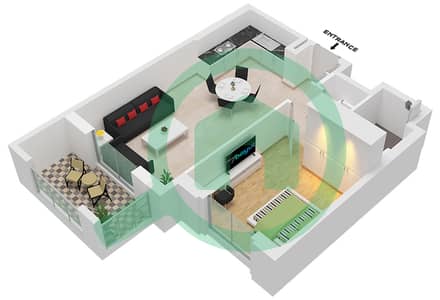 المخططات الطابقية لتصميم النموذج / الوحدة A1-UNIT-701-801-901-FLOOR شقة 1 غرفة نوم - بناية لماع 1