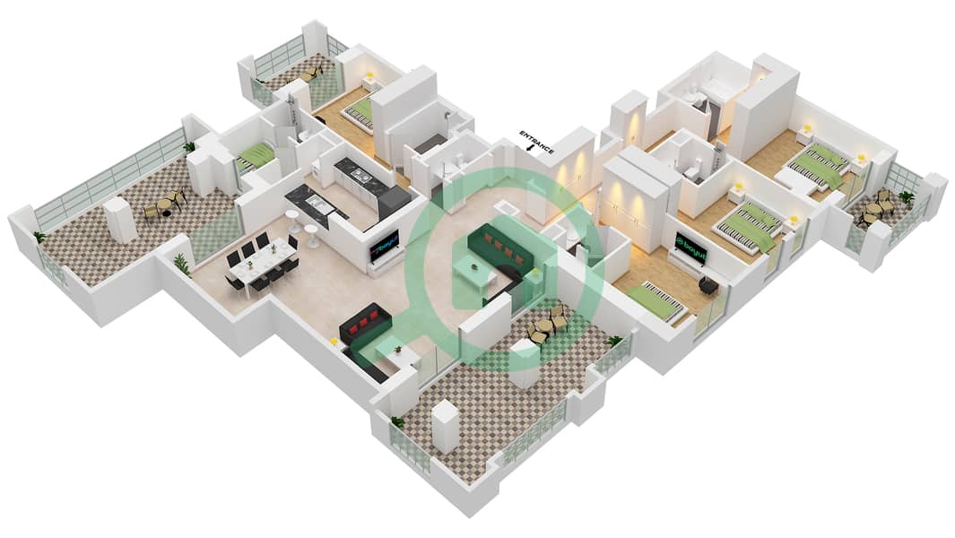 Lamaa Building 1 - 4 Bedroom Apartment Type/unit A2-UNIT-507-FLOOR 5 Floor plan interactive3D