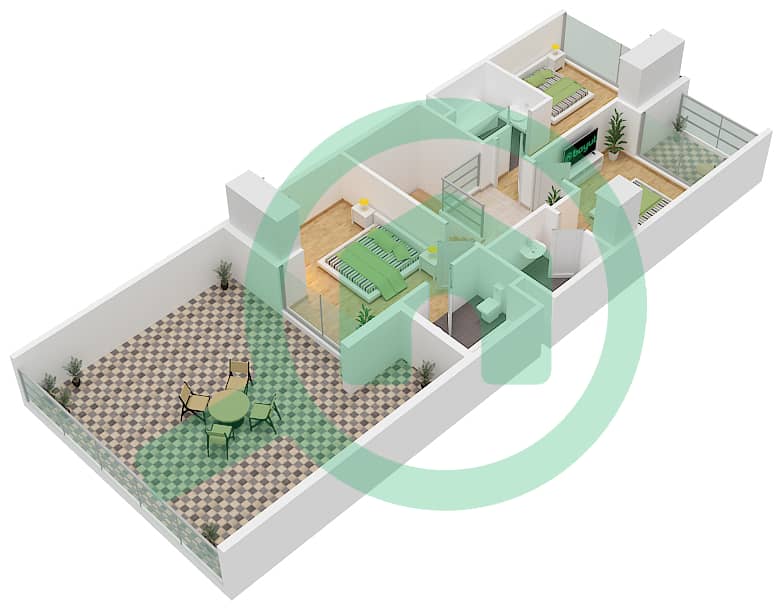 المخططات الطابقية لتصميم النموذج R2 - M14 (FLIP) فیلا 3 غرف نوم - جنوسيا First Floor interactive3D
