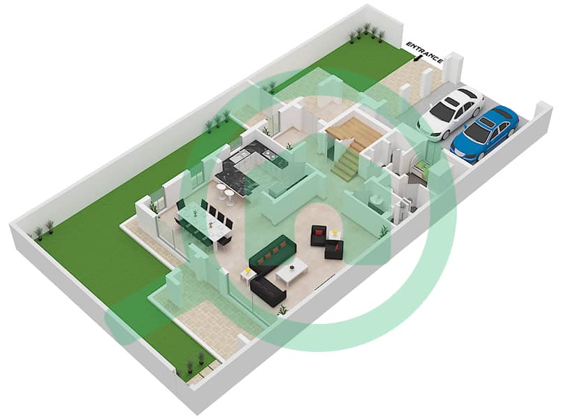 Mushrif Village - 3 Bedroom Townhouse Type/unit 5A / 29,37,51,65,79 Floor plan Ground Floor interactive3D