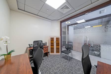 Office for Rent in Al Barsha, Dubai - Economic furnished private office inside business center across the road from Mall of the Emirates