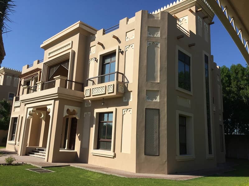 5 bedroom independent high quality villa with maids room + sharing s/pool + communal gardens for  rent in Khawaneej1