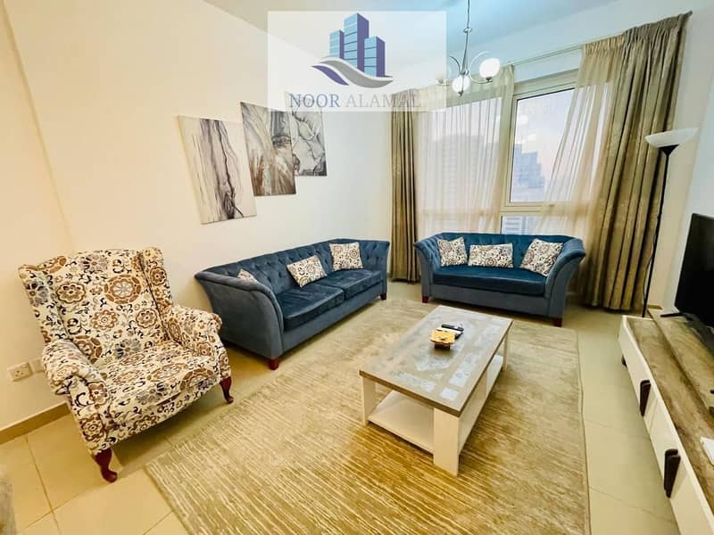 Sharjah Al-Taawun Apartment, two rooms and a hall, very clean, the first inhabitant, a large area, a kitchen with all purposes, two bathrooms, and the