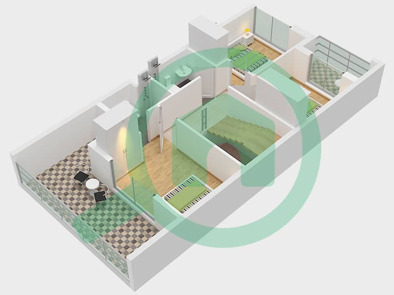 المخططات الطابقية لتصميم النموذج RC-M فیلا 3 غرف نوم - كاميليا First Floor interactive3D