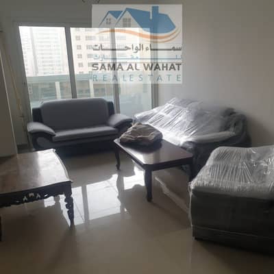 1 Bedroom Flat for Rent in Al Taawun, Sharjah - Sharjah, Al-Taawun, behind this day, a room, a hall, 2 bathrooms, a kitchen, and a balcony on the