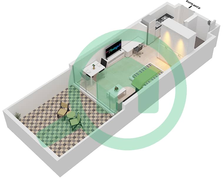 阿齐兹里维埃拉15号楼 - 单身公寓类型1A-FIRST FLOOR戶型图 interactive3D