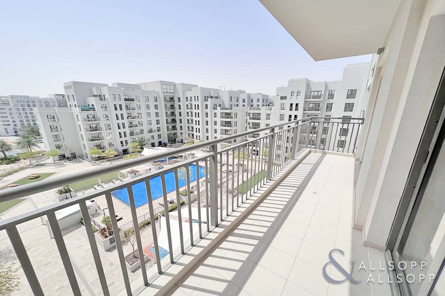 Vacant | Long Balcony | Pool and Park Views