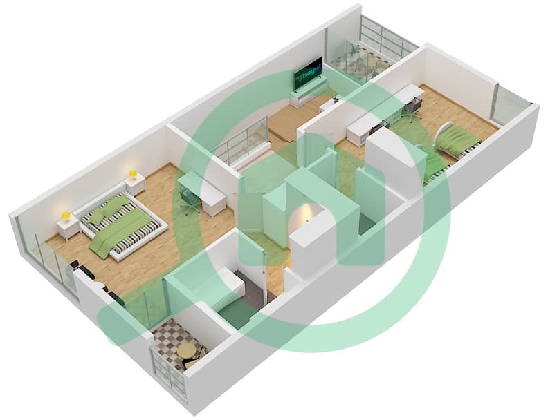Robinia - 2 Bedroom Townhouse Type B Floor plan First Floor interactive3D