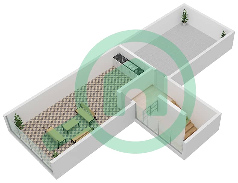 洋槐花区 - 4 卧室别墅类型B戶型图 Roof interactive3D