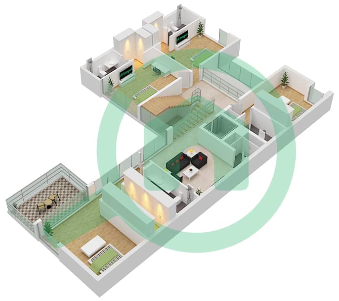 المخططات الطابقية لتصميم النموذج FOREST SIGNATURE VILLA فیلا 5 غرف نوم - روبينيا First Floor interactive3D