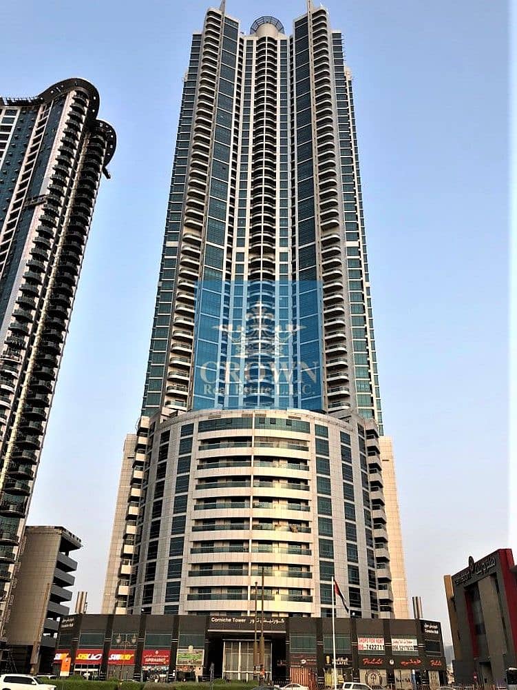 2 BR apartment with big kitchen and panoramic city view on  higher floor  in Corniche Tower