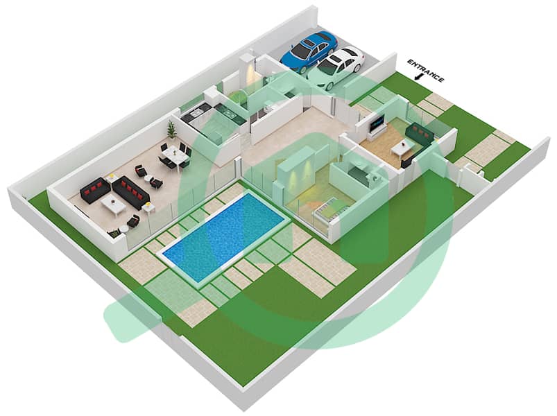 Azalea - 4 Bedroom Villa Type 2-B Floor plan Ground Floor interactive3D