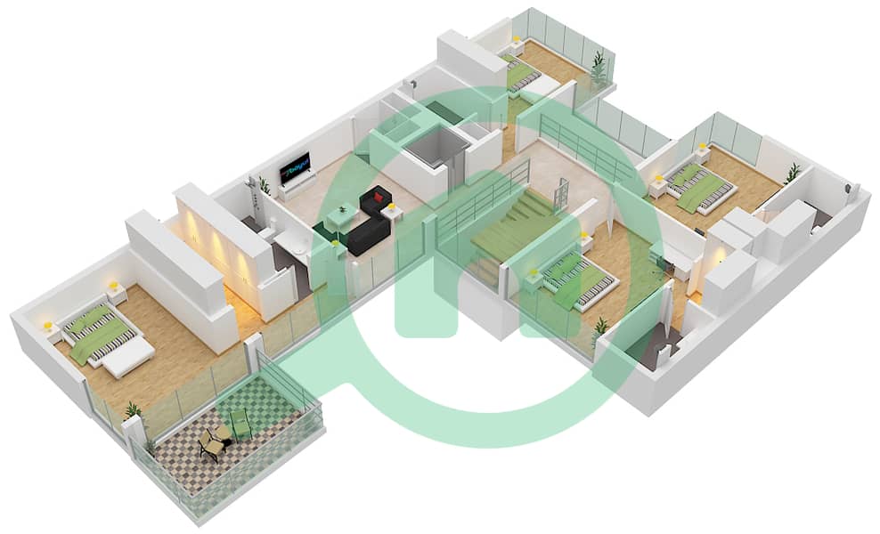 Азалея - Вилла 5 Cпальни планировка Тип FOREST SIGNATURE VILLA-B First Floor interactive3D