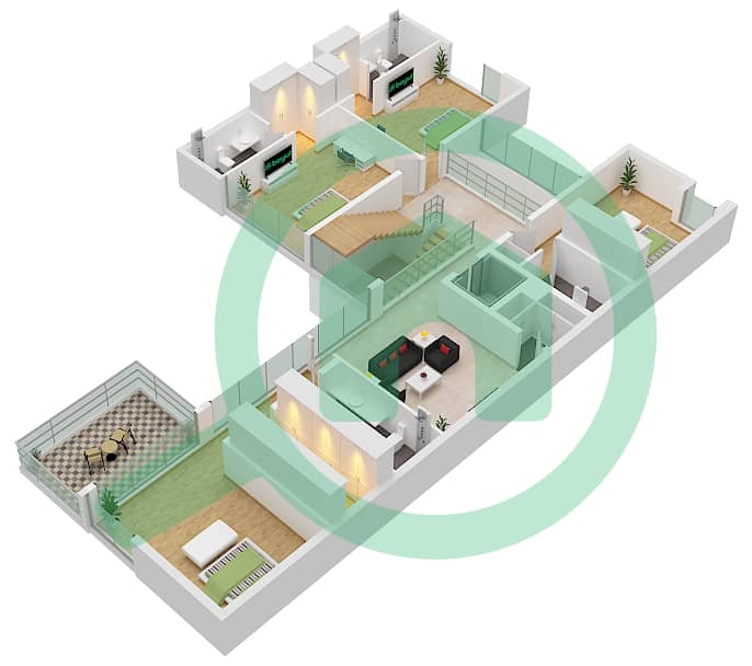 Азалея - Вилла 5 Cпальни планировка Тип FOREST SIGNATURE VILLA-A First Floor interactive3D