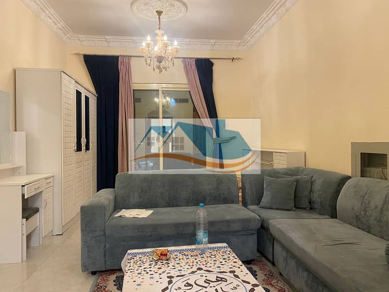 Furnished studio in Al Jurf area 2 behind Ajman court and next to the National School a large space with a balcony including all bills