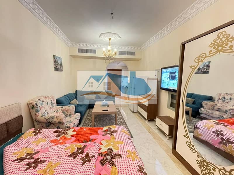 For rent in Ajman, for lovers of clean furnishings, a studio including bills, with the internet, furnished with a balcony in the cliff - also availabl