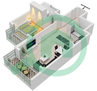 المخططات الطابقية لتصميم الوحدة 6 شقة 1 غرفة نوم - سكن الف نون
