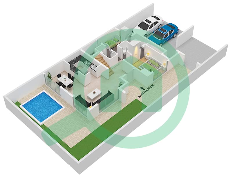 Senses at the Fields - 4 Bedroom Townhouse Unit END-GROUND FLOOR Floor plan Ground Floor interactive3D