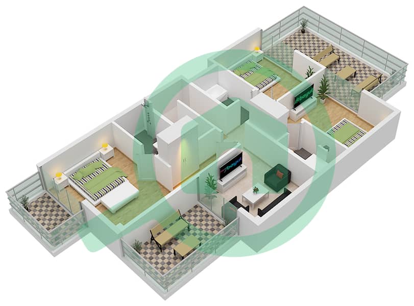 Senses at the Fields - 4 Bedroom Townhouse Unit END-GROUND FLOOR Floor plan First Floor interactive3D