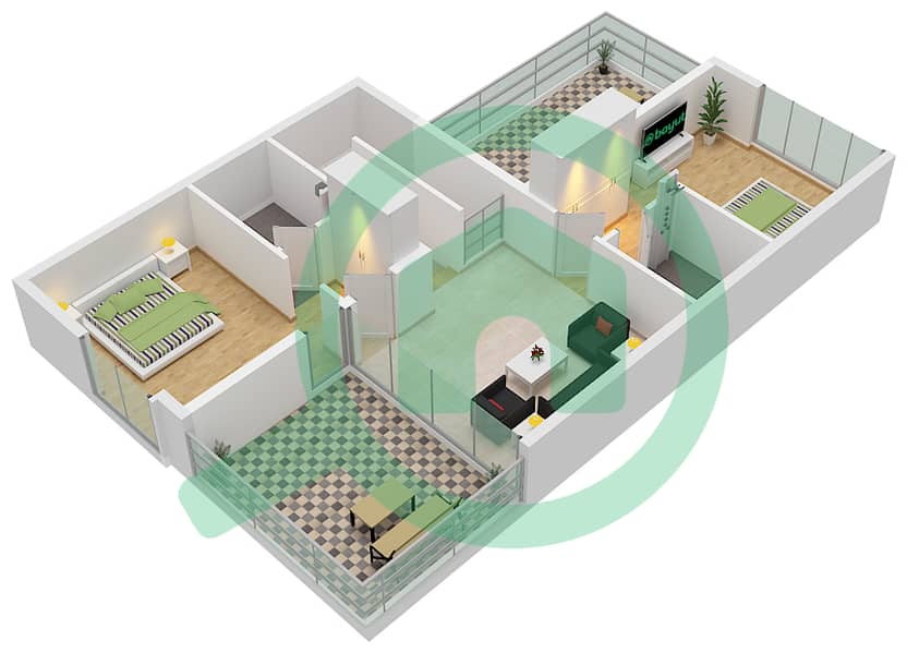 Senses at the Fields - 3 Bedroom Townhouse Unit MID Floor plan First Floor interactive3D