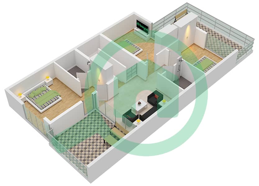 Senses at the Fields - 4 卧室联排别墅单位MID戶型图 First Floor interactive3D