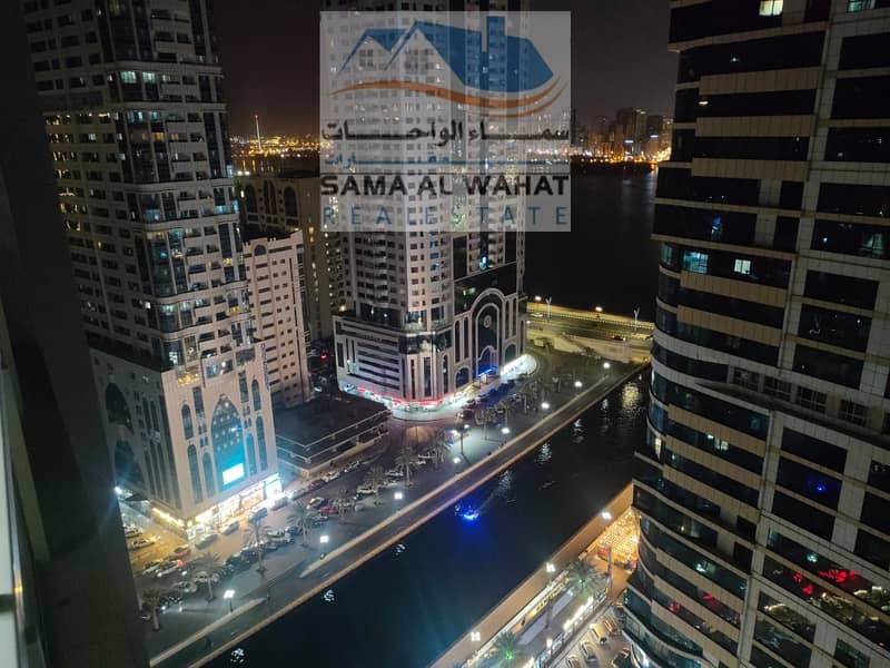 Sharjah, Al Qasba area, two-room apartment, a hall, the first inhabitant, the price is 6500 dirhams, including internet and parking inside the buildin