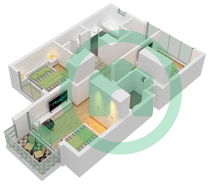 Orania - 3 Bedroom Townhouse Type/unit A-UNIT-02,04,06 Floor plan First Floor interactive3D