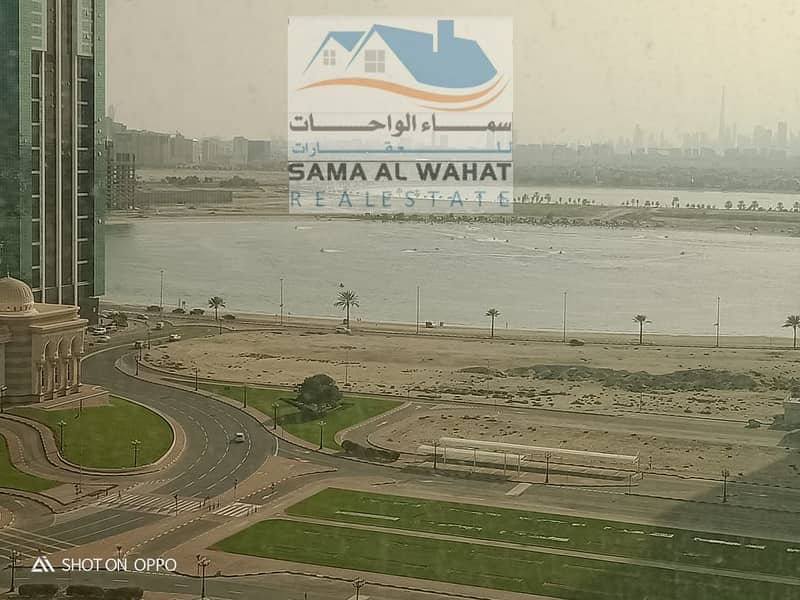 Al-Taawon apartment, two rooms, a large hall, lake views, a kitchen, and 3 bathrooms. The price is 40000,000 annually, including two months for free.