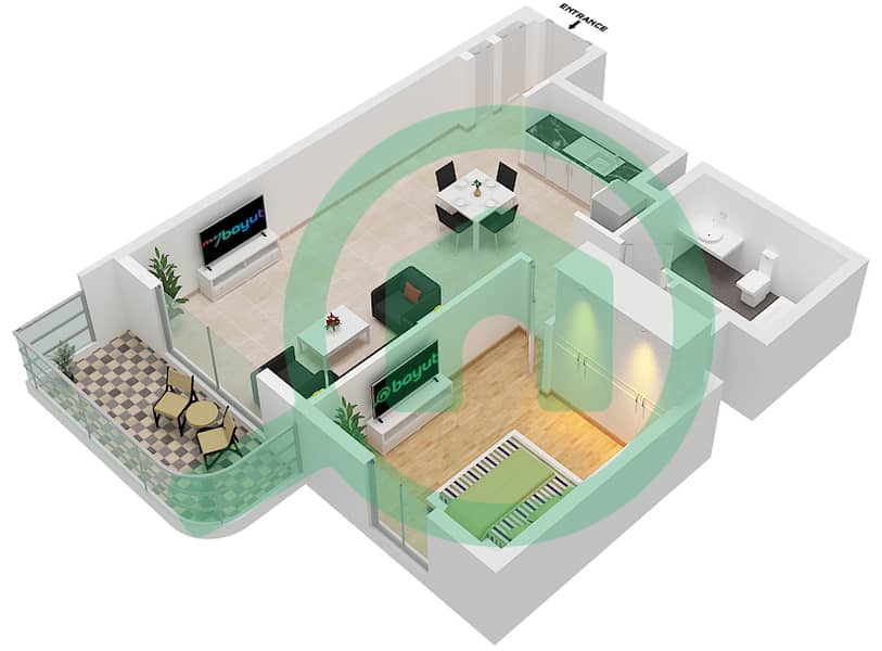 Marina Vista Tower 2 - 1 Bedroom Apartment Type/unit 4/UNIT 2-9 FLOOR P1-P6,1 Floor plan Unit 2,3,4,5,6,7,8,9
Floor P1-P6,1,2-17,20-35 interactive3D