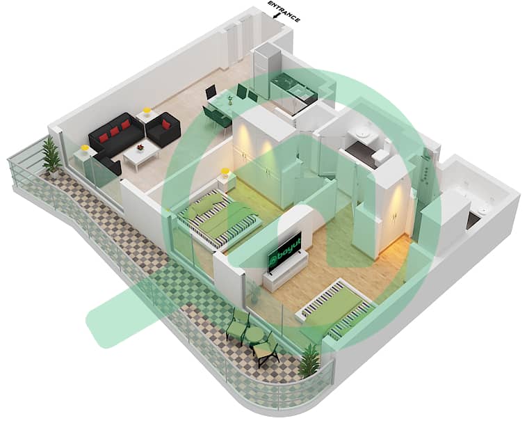 Marina Vista Tower 2 - 2 Bedroom Apartment Type/unit 4 / UNIT 3,4 FLOOR 2-35 Floor plan Unit 4 Floor 02-17,20-35
Unit 3 Floor 18-19 interactive3D