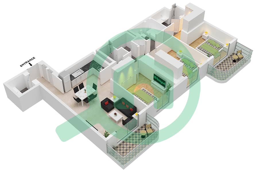 Marina Vista Tower 2 - 3 Bedroom Apartment Type/unit 4/UNIT 4/FLOOR 36-37 Floor plan Unit 4 Floor 36-37 interactive3D