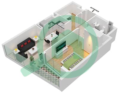 المخططات الطابقية لتصميم النموذج C1-PODIUM 1,2-5, FLOOR 6 شقة 1 غرفة نوم - هارتلاند وافيز