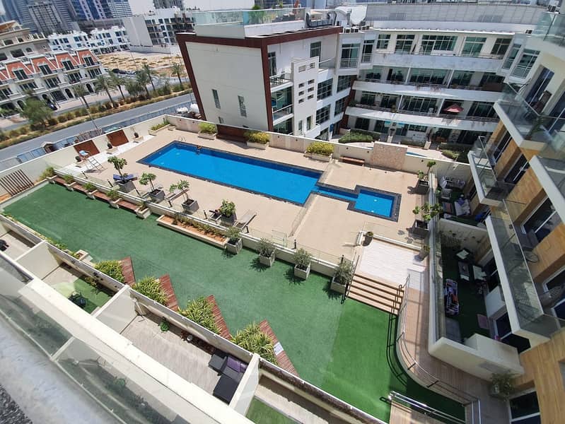 FULL POOL VIEW - FURNISHED STUDIO l HIGHER FLOOR - CHILLER FREE