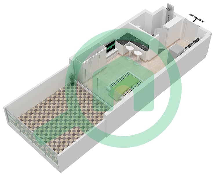 阿齐兹里维埃拉11号楼 - 单身公寓类型1A戶型图 interactive3D