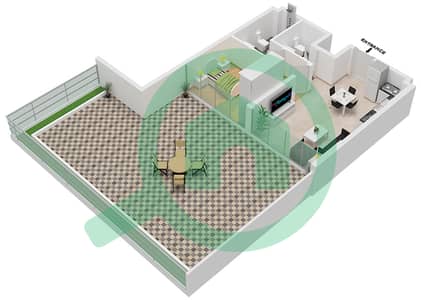 المخططات الطابقية لتصميم النموذج 2A شقة 1 غرفة نوم - عزيزي ريفييرا 11