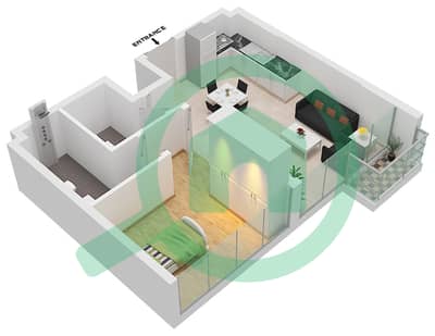 المخططات الطابقية لتصميم النموذج 2B شقة 1 غرفة نوم - عزيزي ريفييرا 11