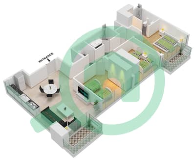 المخططات الطابقية لتصميم النموذج 1 شقة 3 غرف نوم - عزيزي ريفييرا 11