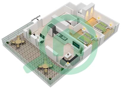المخططات الطابقية لتصميم النموذج 2A شقة 2 غرفة نوم - قصر 8
