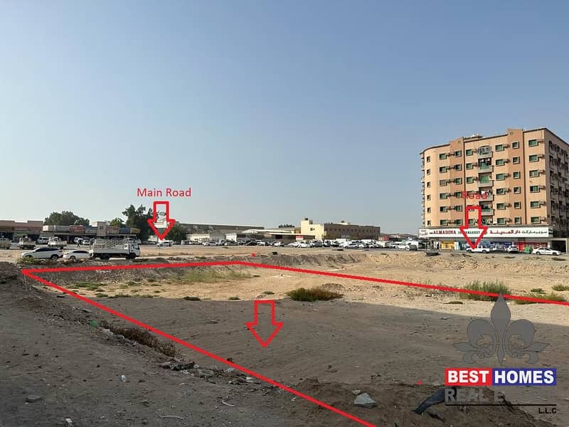 Freehold main road G+3 mixed used plot for sale in Al mowaihat Ajman
