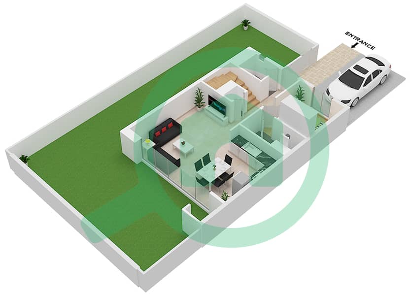 Bianca - 4 Bedroom Townhouse Type A, Floor plan Ground Floor interactive3D