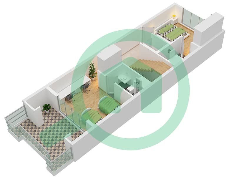 المخططات الطابقية لتصميم النموذج A.. تاون هاوس 4 غرف نوم - بيانكا First Floor interactive3D