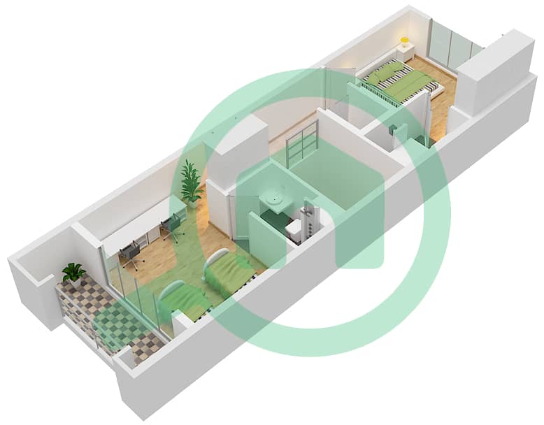المخططات الطابقية لتصميم النموذج A.. تاون هاوس 4 غرف نوم - بيانكا Second Floor interactive3D