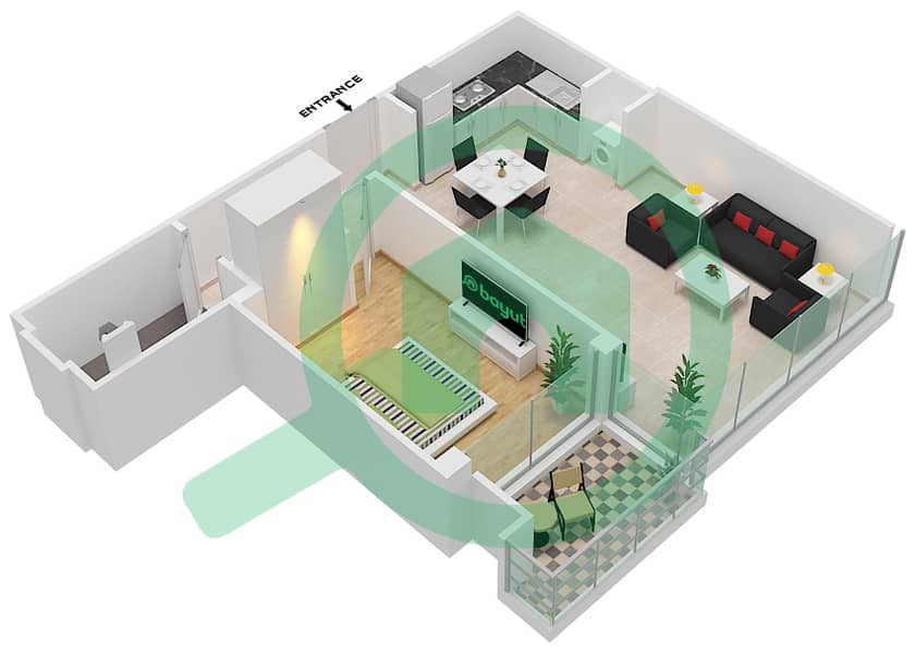 5242 Tower 1 - 1 Bedroom Apartment Type/unit C-UNIT-6-FLOOR 8 Floor plan interactive3D