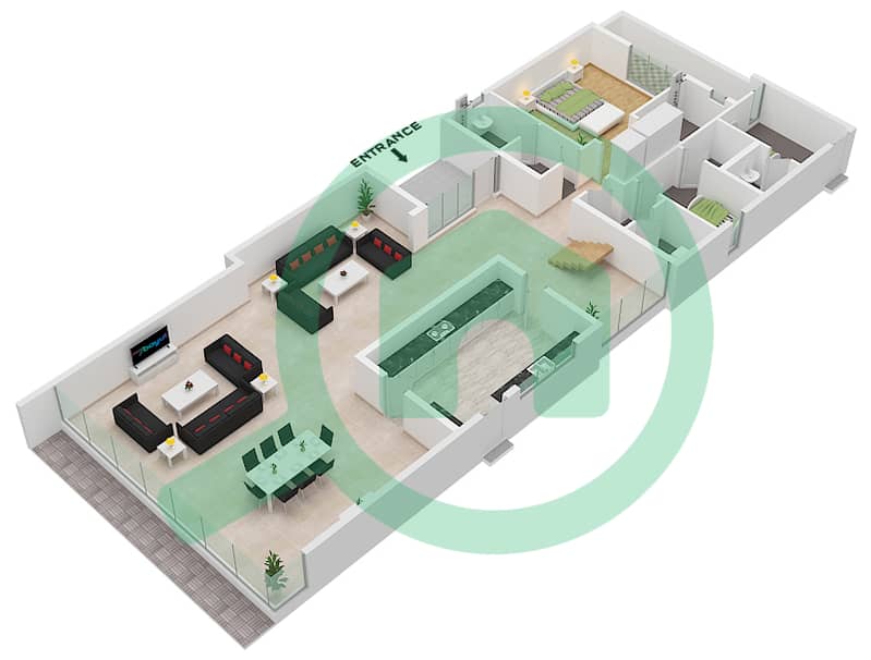 DAMAC Villas by Paramount Hotels and Resorts - 5 Bedroom Villa Type VD-1-PH Floor plan Ground Floor interactive3D
