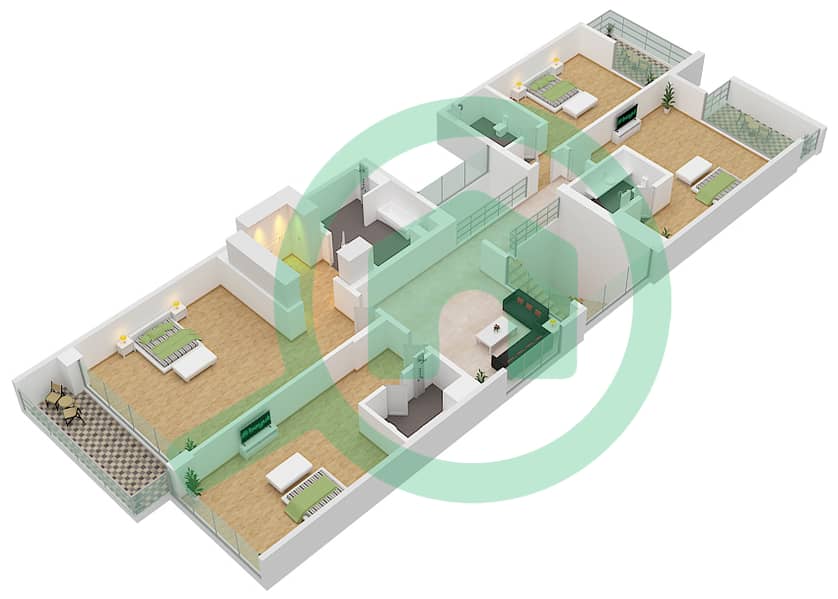 DAMAC Villas by Paramount Hotels and Resorts - 5 Bedroom Villa Type VD-1-PH Floor plan First Floor interactive3D