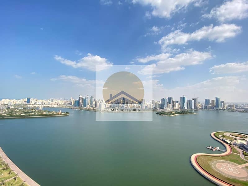 Lake Veiw/Free AC,Parking,H. C/Luxurious 4-BR with Master BR,Maids,Balcony,Wardrobes/ At Buhaira Corniche