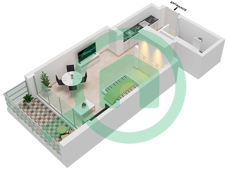 半岛四号 - 单身公寓类型／单位A-06戶型图 interactive3D