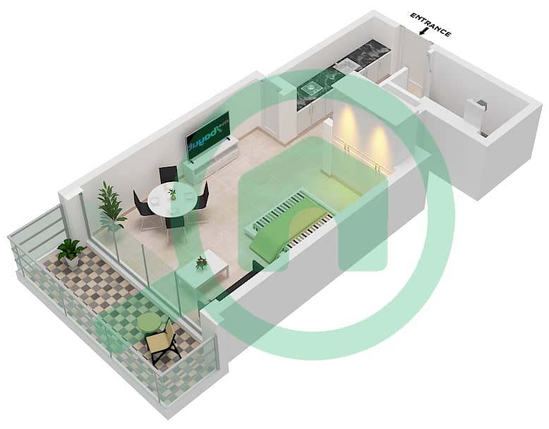 Peninsula Four The Plaza - Studio Apartment Type/unit B-04 Floor plan interactive3D